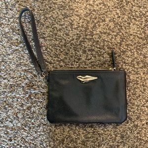 DVF Diane Von Furstenberg Gold Lips Wristlet black